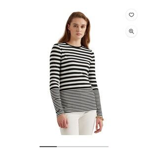 Sz M LAUREN RALPH LAUREN WOMENS LONG SLEEVE STRIPPED CREW NECK